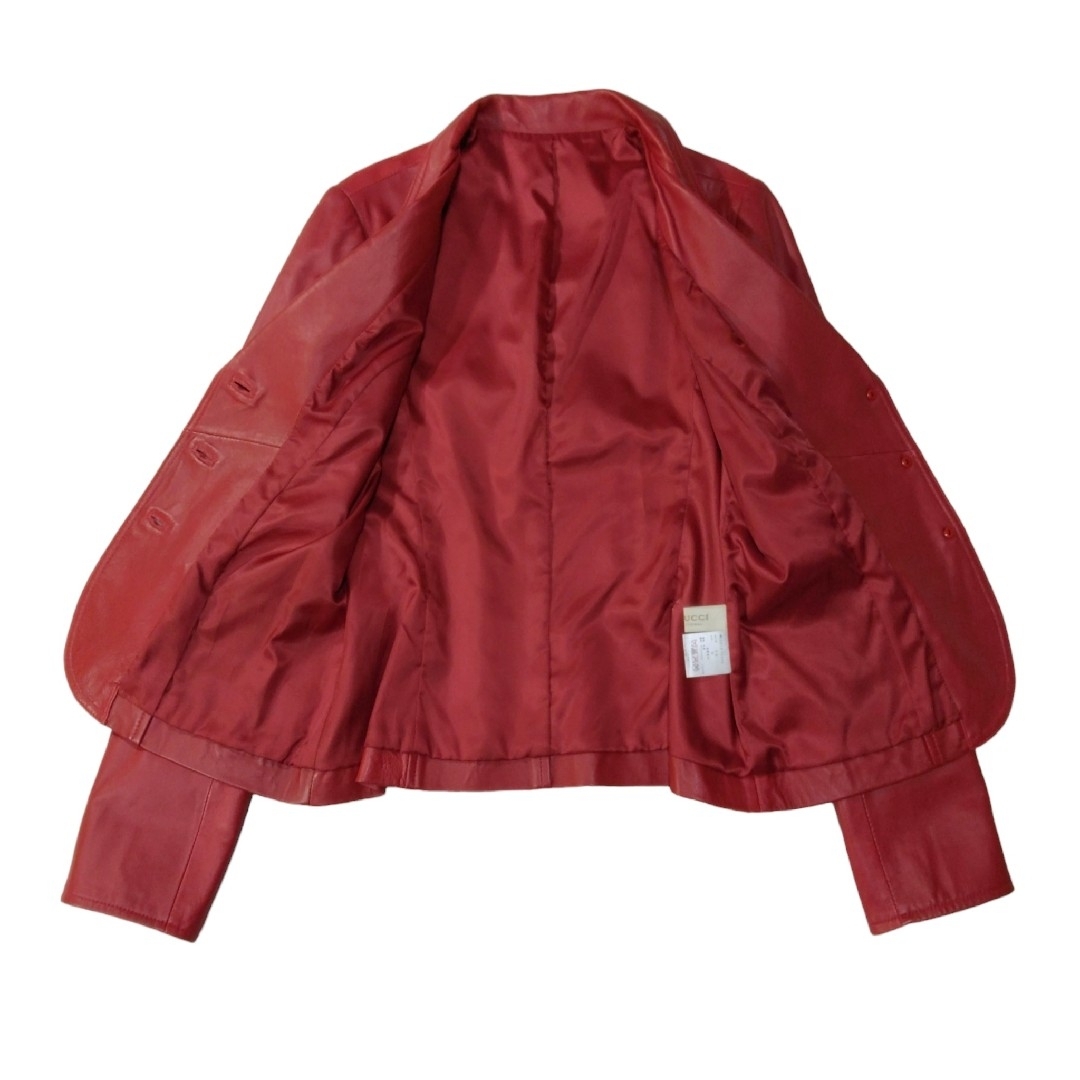 べルッチ ✿ ラムレザー 羊革 本革 ジャケット 38 M 赤 レッド アウター レディースのジャケット/アウター(ライダースジャケット)の商品写真