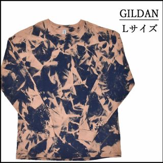 ギルタン(GILDAN)のメンズ　新品ブリーチ長袖TシャツL ロンT　紺　ベージュ　タイダイ柄　春秋物(Tシャツ/カットソー(七分/長袖))