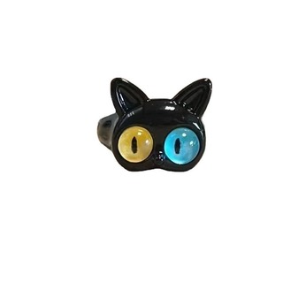 【数量限定】レディース 指輪 黒猫 かわいい　オッドアイ　韓国(リング(指輪))