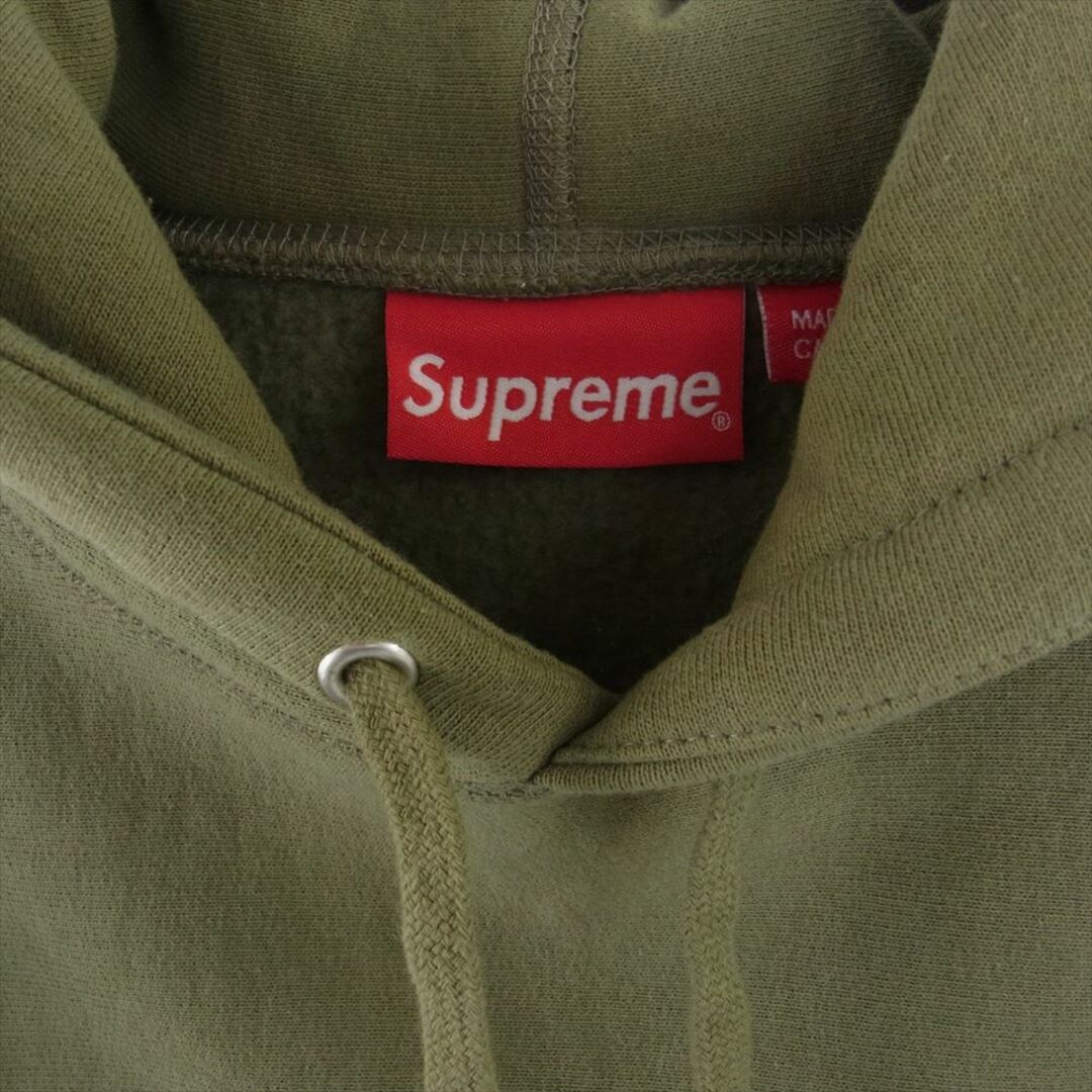 Supreme(シュプリーム)のSupreme シュプリーム パーカー 23AW Raised Script Hooded Sweatshirt レイズド スクリプト フーデッド スウェットシャツ ロゴ刺繍 パーカー フーディー カーキ系 M【中古】 メンズのトップス(パーカー)の商品写真