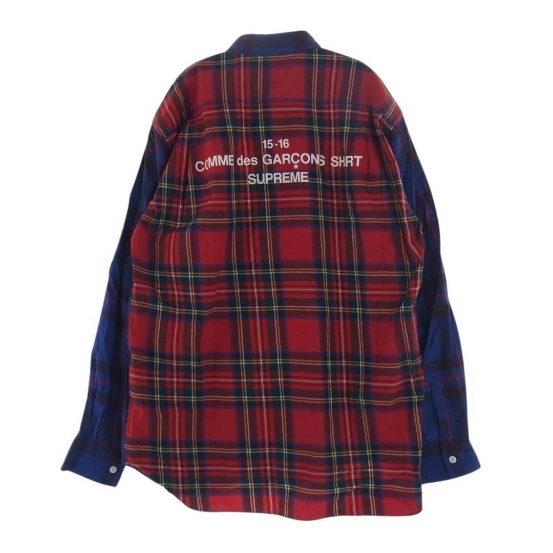 Supreme(シュプリーム)のSupreme シュプリーム 長袖シャツ 15AW × COMME des GARCONS SHIRT Button-Down Shirt コムデギャルソン バックロゴプリント チェック 長袖 シャツ M【中古】 メンズのトップス(シャツ)の商品写真