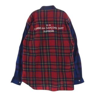 シュプリーム(Supreme)のSupreme シュプリーム 長袖シャツ 15AW × COMME des GARCONS SHIRT Button-Down Shirt コムデギャルソン バックロゴプリント チェック 長袖 シャツ M【中古】(シャツ)