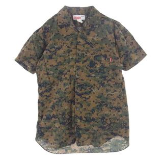 シュプリーム(Supreme)のSupreme シュプリーム 長袖シャツ 13SS × COMME des GARCONS SHIRT コムデギャルソンシャツ フランス製 Loop Collar S/S Shirts ウッドランドデジカモ 黒ドットオープンカラー 半袖 シャツ M【中古】(シャツ)