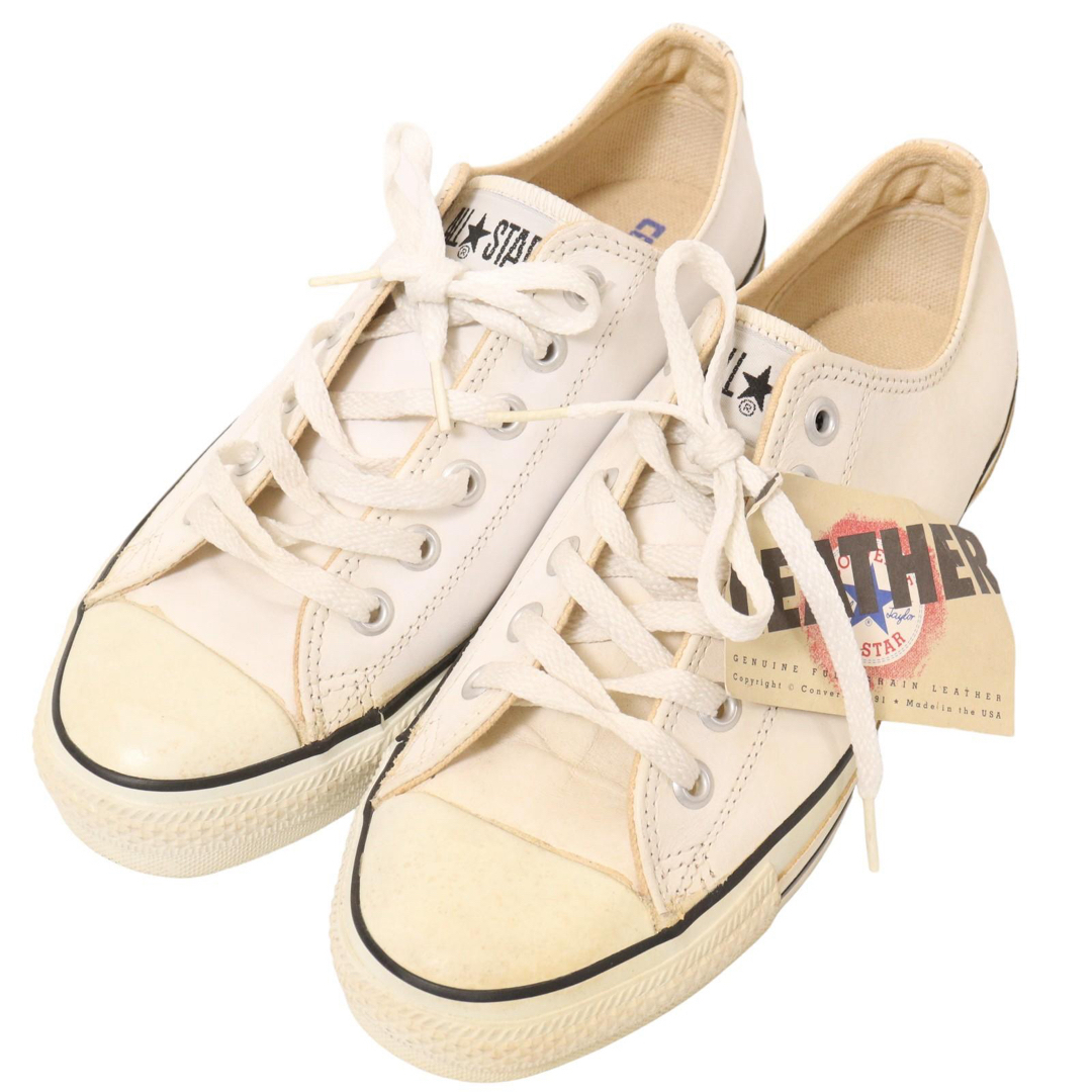 コンバース 希少 デッドストック 90s レザー オールスター USA製 白 7 靴/シューズ コンバース 希少 デッドストック 90s レザー オールスター USA製 白 7 靴/シューズ
