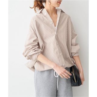 Spick & Span - 新品未使用☆Spick & Span CO/PEストライプヘムギャザーシャツ