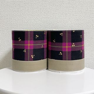 ハンドメイド　トイレットペーパーカバー★タータンチェック さくらんぼ　2枚セット(その他)