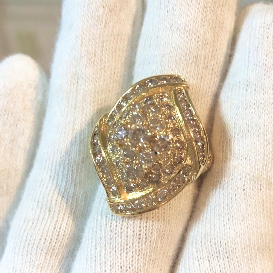 K18 天然ダイヤモンドデザインリング　12.86g 2.97ct レディースのアクセサリー(リング(指輪))の商品写真