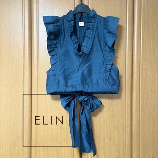 エリン(ELIN)のELIN エリン　オーガンジーラッフルトップス　36(シャツ/ブラウス(半袖/袖なし))