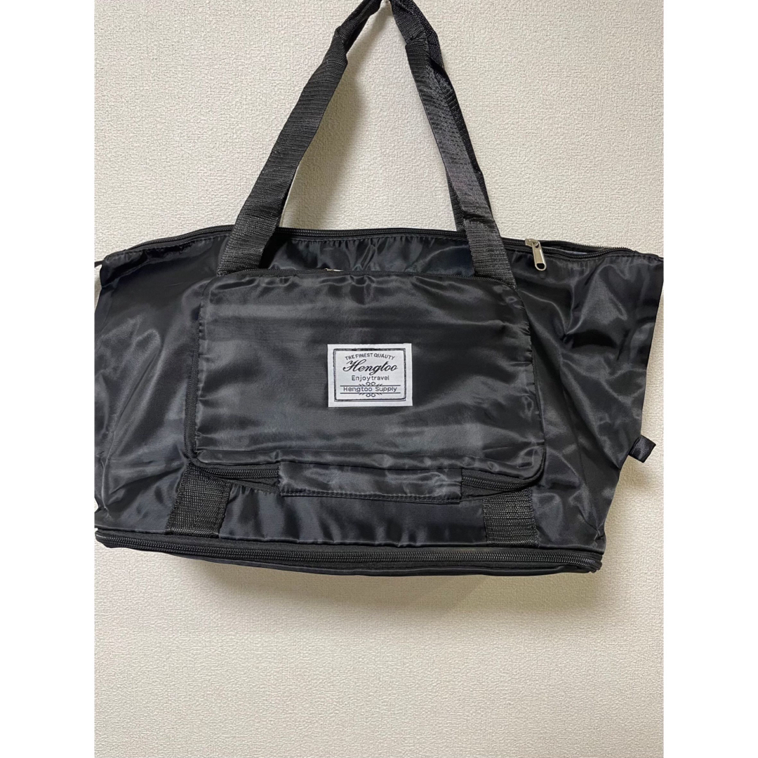 【ブラック】ボストンバッグ　キャリーオン　2way　大容量　軽量　折り畳み　防水 レディースのバッグ(ボストンバッグ)の商品写真