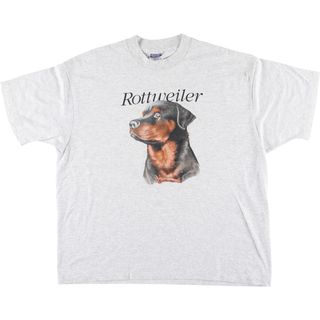 ヘインズ(Hanes)の古着 90年代 ヘインズ Hanes Fifty-Fifty 青タグ Rottweiler ロットワイラー 犬柄 アニマルTシャツ USA製 メンズXXL ヴィンテージ /eaa428179(Tシャツ/カットソー(半袖/袖なし))