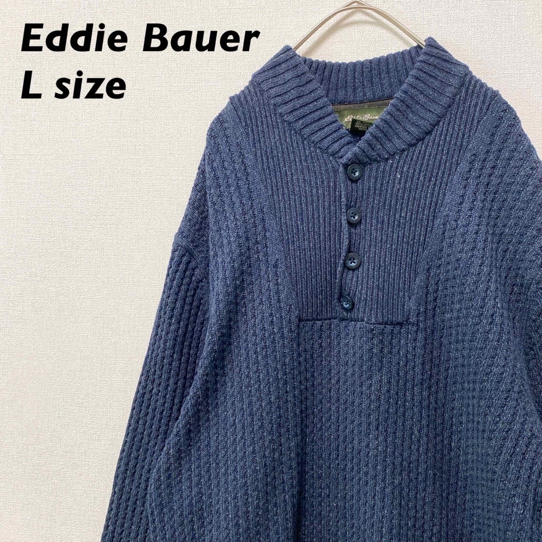 Eddie Bauer(エディーバウアー)のエディーバウアー　ニット　セーター　ヘンリーネック　無地　男女兼用　Lサイズ メンズのトップス(ニット/セーター)の商品写真