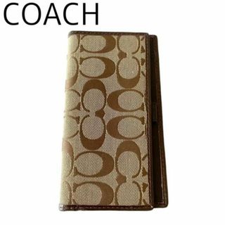 COACH - 【美品】COACH コーチ 手帳カバー お札入れ 小切手 シグネチャー カーキ