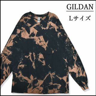 ギルタン(GILDAN)のメンズ　新品ブリーチ長袖TシャツL ロンT　紺　ベージュ　タイダイ柄　春秋物(Tシャツ/カットソー(七分/長袖))