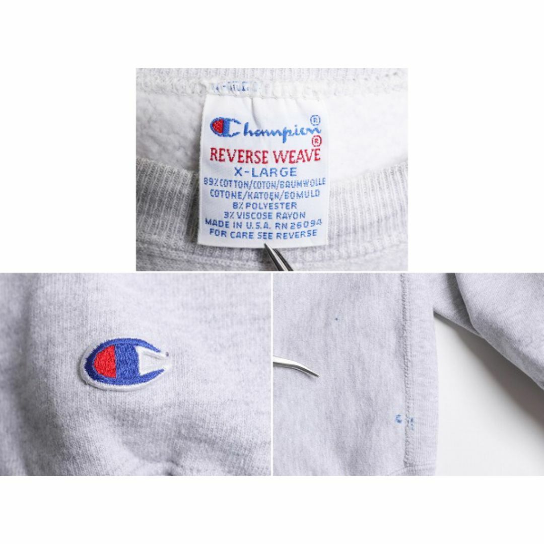 Champion(チャンピオン)の90s USA製 チャンピオン リバースウィーブ カレッジ プリント スウェット メンズ XL 90年代 オールド Champion トレーナー 大きいサイズ 灰 メンズのトップス(スウェット)の商品写真