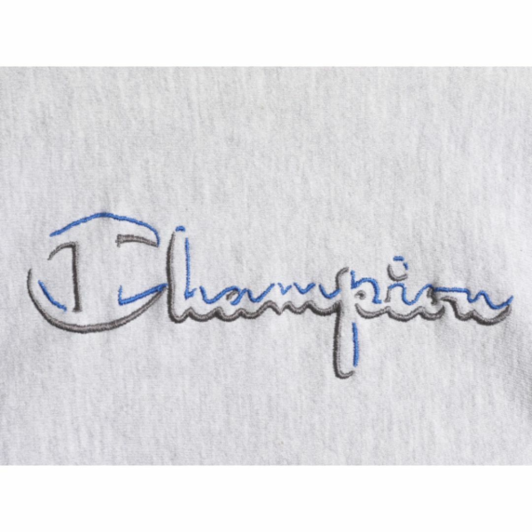 Champion(チャンピオン)の90s USA製 チャンピオン リバースウィーブ スウェット メンズ XL / 古着 90年代 オールド Champion トレーナー スクリプト ロゴ 刺繍 杢 灰 メンズのトップス(スウェット)の商品写真