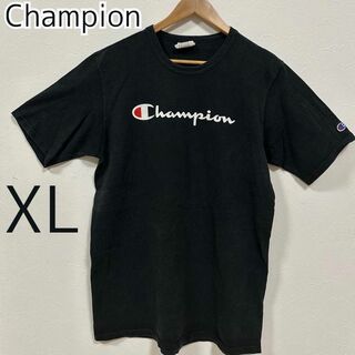 チャンピオン(Champion)の【美品】チャンピオン Tシャツ バータグ 半袖 ブラック 黒 ロゴ  XL(Tシャツ(半袖/袖なし))