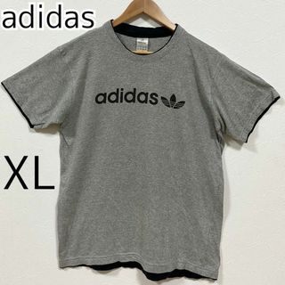 アディダス(adidas)の【美品】adidas アディダス Tシャツ 半袖 グレー ロゴ  XL(Tシャツ(半袖/袖なし))