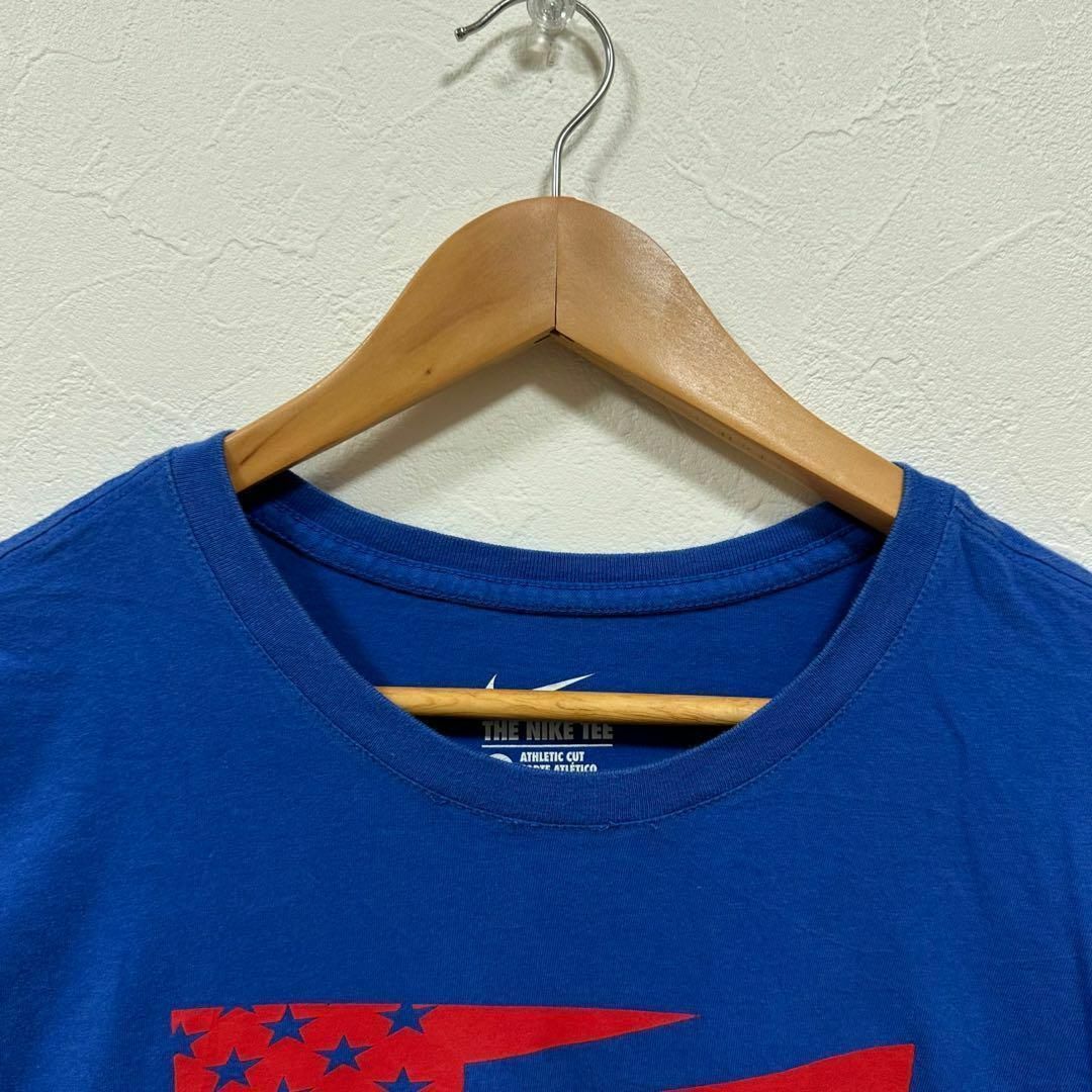 NIKE(ナイキ)のNIKE ナイキ Tシャツ 半袖 プリント ブルー 青 星条旗  L 綿 レディースのトップス(Tシャツ(半袖/袖なし))の商品写真