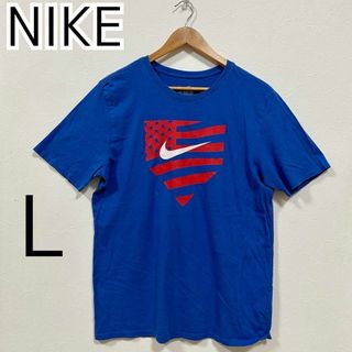 ナイキ(NIKE)のNIKE ナイキ Tシャツ 半袖 プリント ブルー 青 星条旗 メンズ L 綿(Tシャツ(半袖/袖なし))