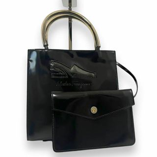 サルヴァトーレフェラガモ(Salvatore Ferragamo)の✨美品✨ サルヴァトーレフェラガモ ハンドバッグ エナメル ブラック 283(ハンドバッグ)