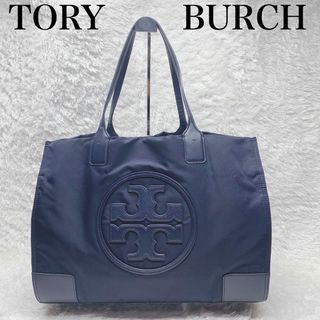 Tory Burch - TORY BURCH トリーバーチ エラトートバッグ　大きなロゴ　ナイロン　紺