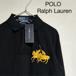 Ralph Lauren - 新品 90s POLO Ralph Lauren 長袖ポロシャツ ビッグポニー黒