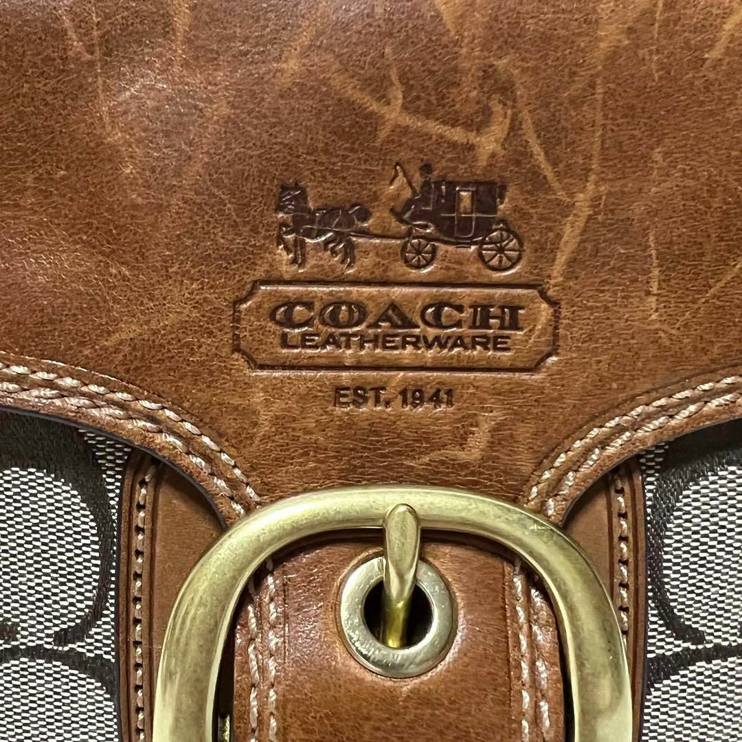 COACH(コーチ)のCOACHコーチ　シグネチャー　キャメル　レザー　ショルダーバッグ11442 レディースのバッグ(ショルダーバッグ)の商品写真