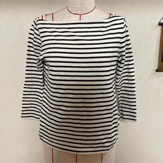 ユニクロ(UNIQLO)のUNIQLO /  ユニクロ ボーダーボートネックT (七分袖) M(Tシャツ(長袖/七分))