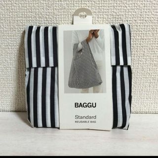 バグゥ(BAGGU)の新品　バグー ストライプ ブラックホワイト 白黒 BAGGU　スタンダード(エコバッグ)