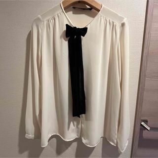 ザラ(ZARA)のZARA ザラ　シフォンリボンブラウス(シャツ/ブラウス(長袖/七分))