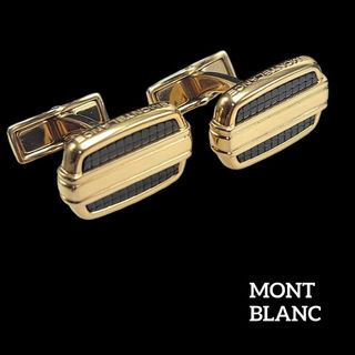 【美品】MONTBLANC カフス steel ブラックゴールド