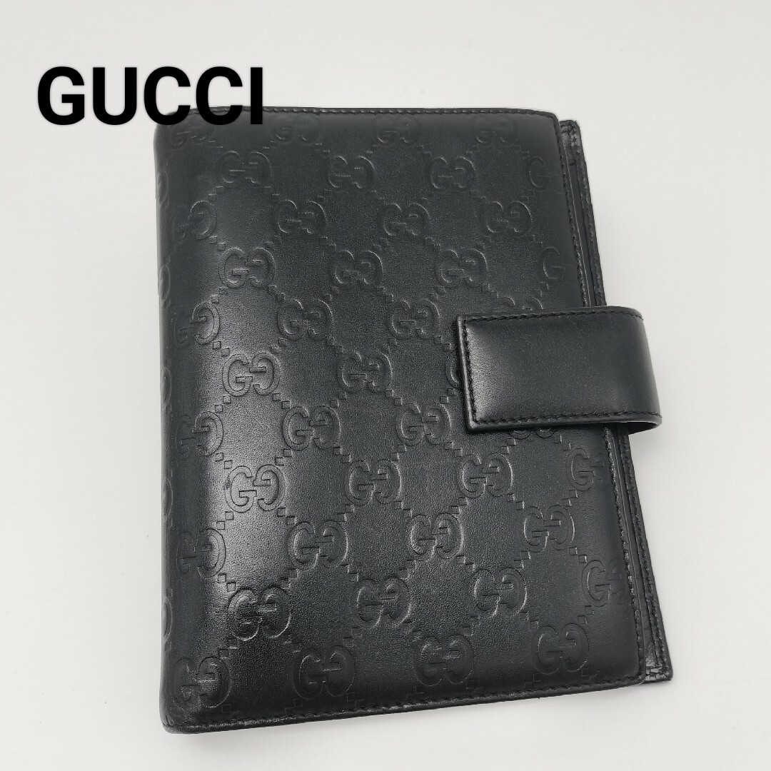 Gucci(グッチ)の極美品✨グッチ　手帳カバー　レザー　ブラック　黒　大きめ レディースのファッション小物(その他)の商品写真