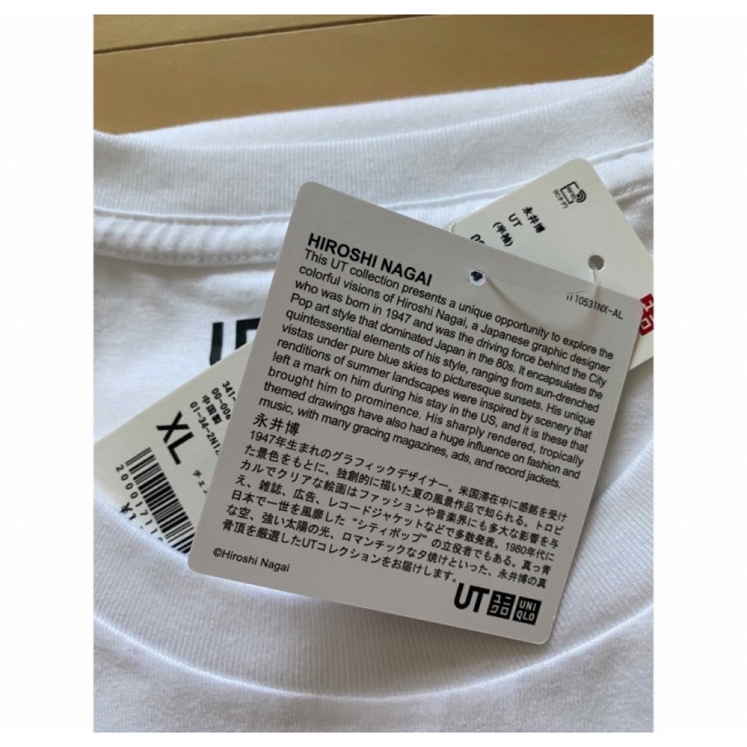 UNIQLO(ユニクロ)のユニクロ　永井博   Tシャツ　白　XL   大瀧詠一　⑦ メンズのトップス(Tシャツ/カットソー(半袖/袖なし))の商品写真