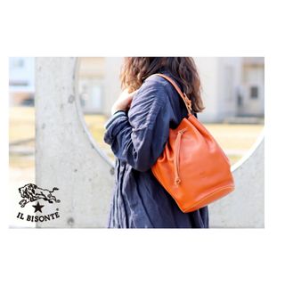 IL BISONTE - 美品　イルビゾンテ　巾着型　トートバッグ　ヌメ