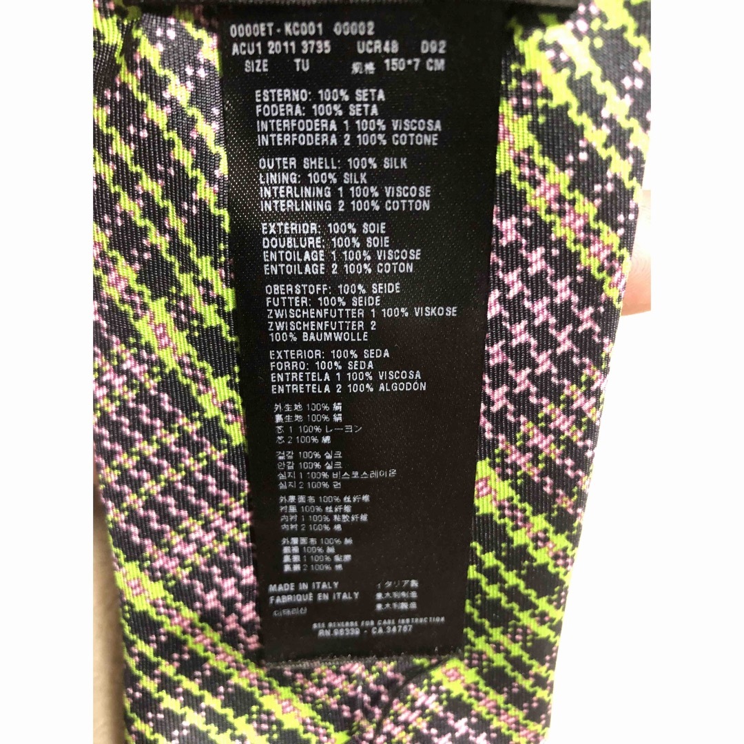 PRADA(プラダ)のPRADA プラダ タイ チェック 柄 シルク グリーン ピンク マルチカラー メンズのファッション小物(ネクタイ)の商品写真
