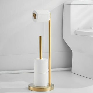 トイレットペーパーホルダー 自立式 コンパクト スリム ストッカー gold (その他)