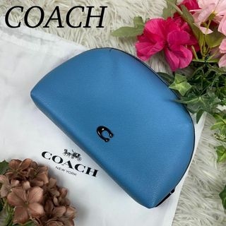 コーチ(COACH)のCOACH コーチ レディース ポーチ レザー ロゴ 青 ブルー 収納袋付き(ショルダーバッグ)