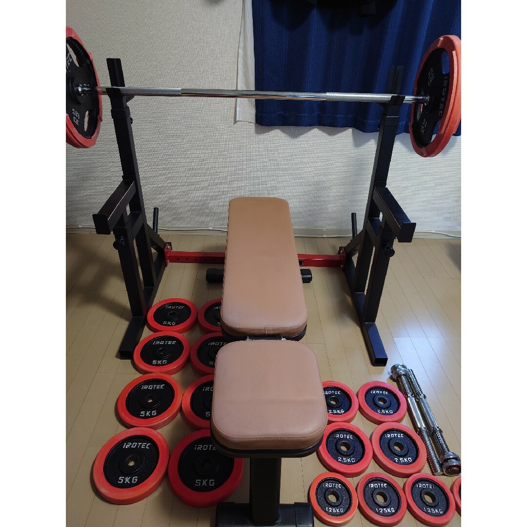 ベンチプレス　100kg　セット　バーベル　ダンベル　筋トレ スポーツ/アウトドアのトレーニング/エクササイズ(トレーニング用品)の商品写真