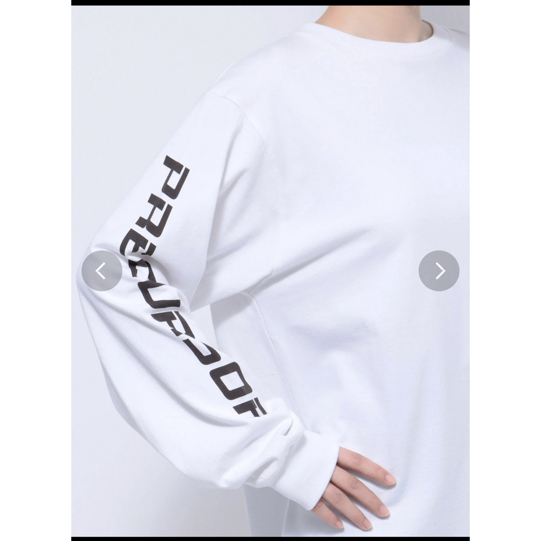 EMODA(エモダ)のEMODA フロントロゴ オーバー Tシャツ 長袖 ホワイト レディースのトップス(Tシャツ(長袖/七分))の商品写真