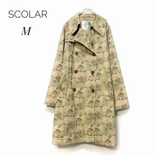 スカラー(ScoLar)のScoLar　総柄トレンチコート　M　ベージュ系　花柄　古着女子　春　スプリング(トレンチコート)