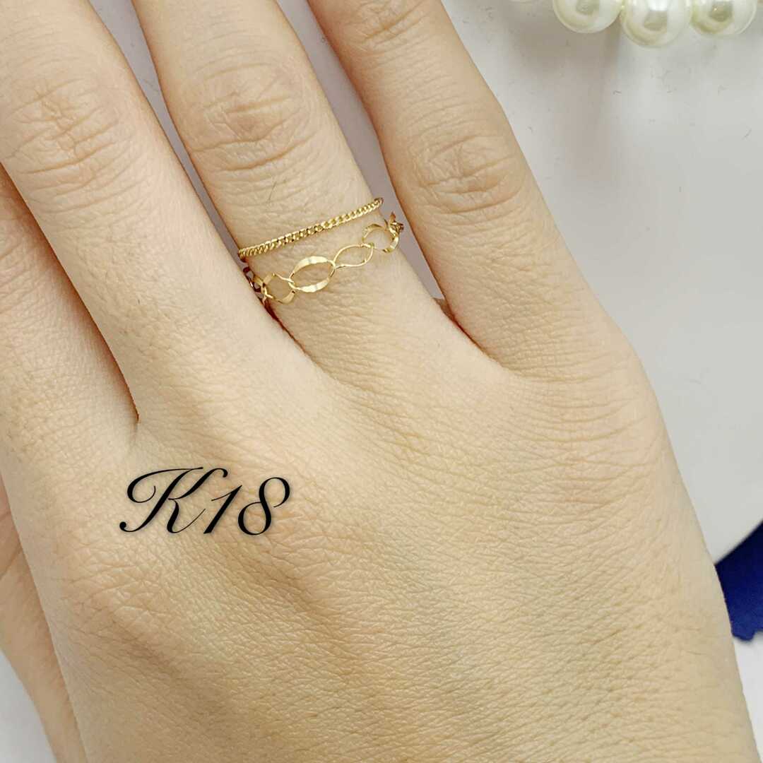 K18 リング　フレアチェーン リング レディースのアクセサリー(リング(指輪))の商品写真