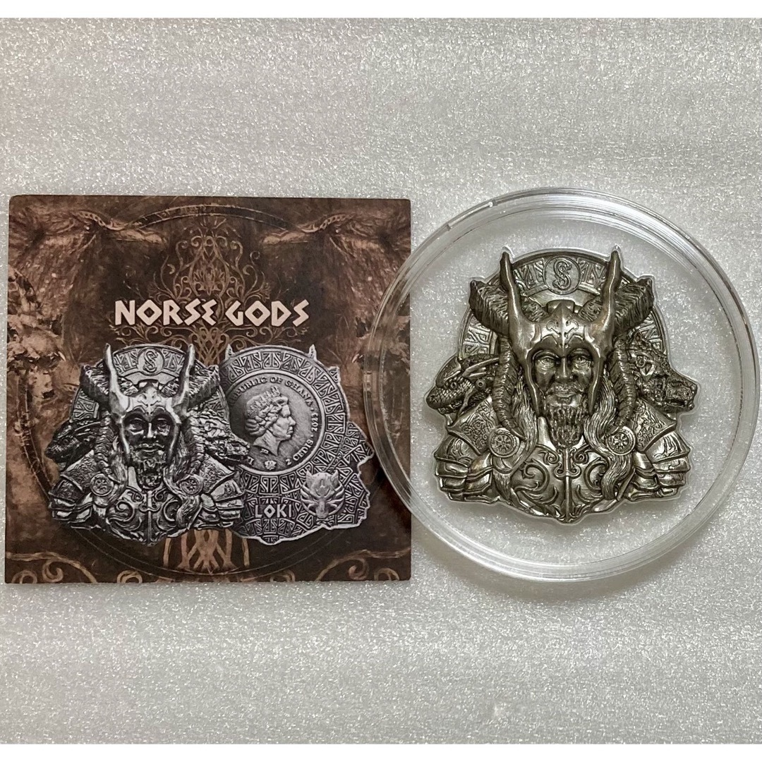 2023 ガーナ　北欧の神々シリーズ「ロキ」　ベースメタル貨　銀メッキ エンタメ/ホビーの美術品/アンティーク(貨幣)の商品写真