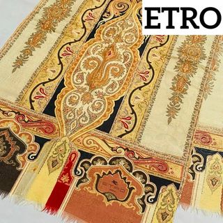 エトロ(ETRO)の★ETRO★ ストール ペイズリー柄 ウール シルク ベージュ(ストール/パシュミナ)