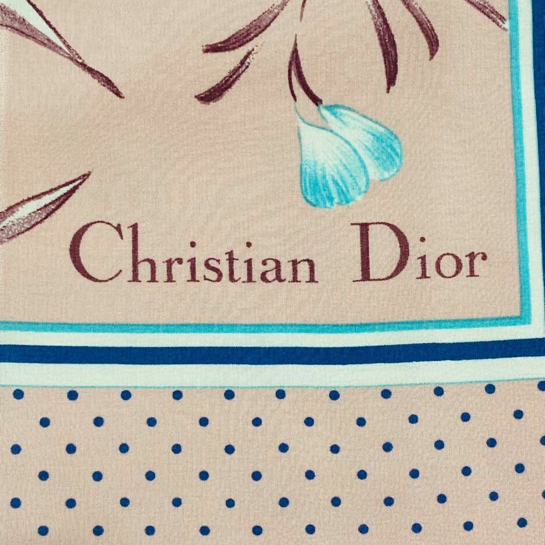 Christian Dior(クリスチャンディオール)の美品 ★Christian Dior★ スカーフ 花 ドット 水玉 ピンク レディースのファッション小物(バンダナ/スカーフ)の商品写真