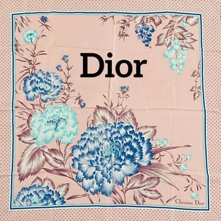 クリスチャンディオール(Christian Dior)の美品 ★Christian Dior★ スカーフ 花 ドット 水玉 ピンク(バンダナ/スカーフ)