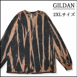 ギルタン(GILDAN)のメンズ　新品ブリーチ長袖Tシャツ2XL ロンT　黒　ベージュ　カットソー　春秋物(Tシャツ/カットソー(七分/長袖))