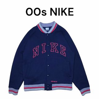 ナイキ(NIKE)の00s NIKE　両面ビッグプリント　スウェットスタジャン　ゴツナイキ　カマボコ(スタジャン)