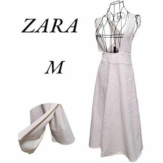 ザラ(ZARA)のZARA　デニム生地　サロペット　オフホワイト　【訳あり】(ロングスカート)