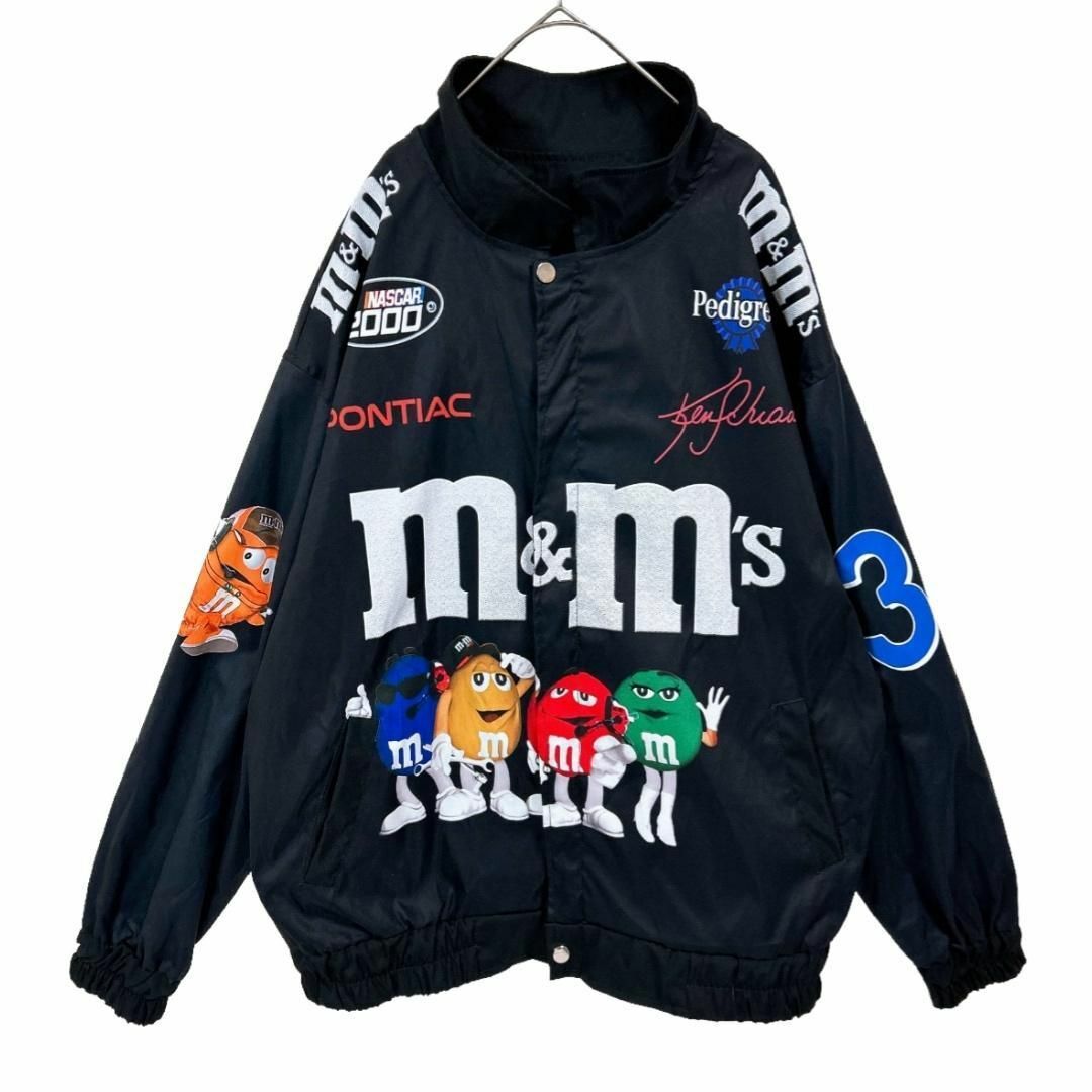 M&M(エムアンドエム)の美品★L★m＆ｍ'sレーシング ナイロンジャケット コーチジャケット ブラック メンズのジャケット/アウター(ナイロンジャケット)の商品写真