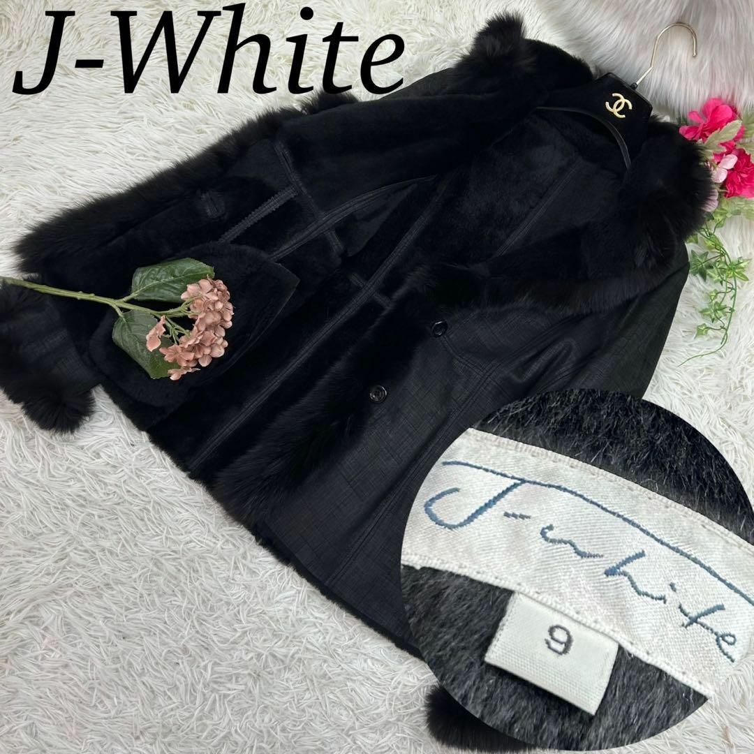 J-white ジェイホワイト レディース Mサイズ ファーコート レザー レディースのジャケット/アウター(毛皮/ファーコート)の商品写真